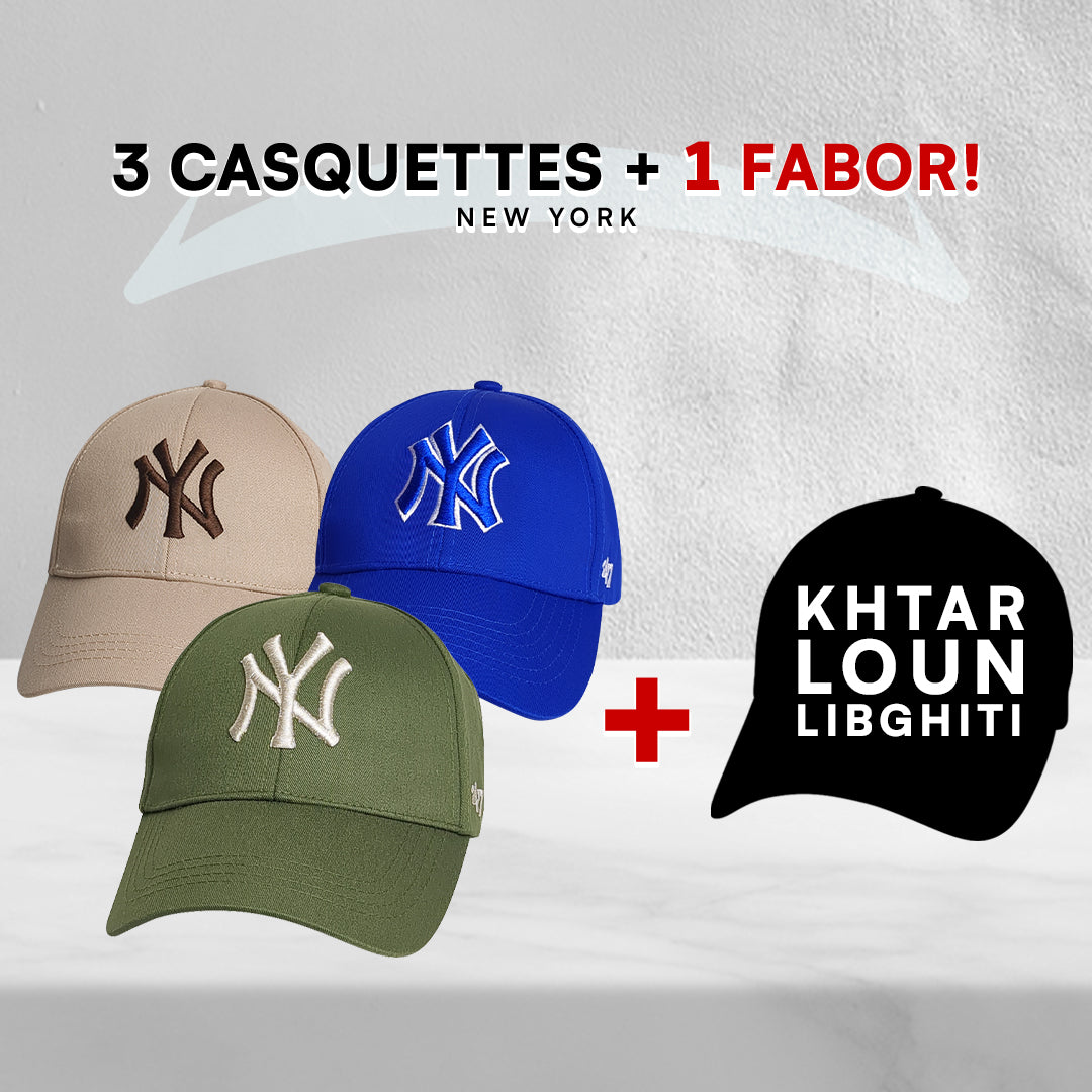 3 Casquettes New York + 1 Fabor !