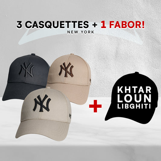 3 Casquettes New York + 1 Fabor !