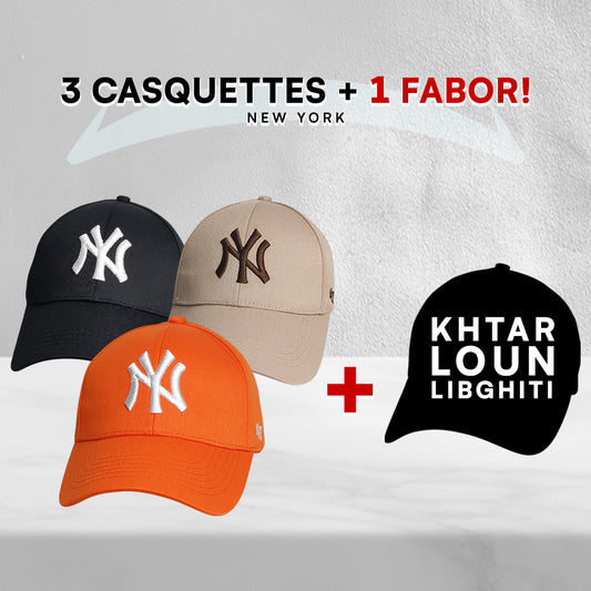 3 Casquettes New York + 1 Fabor !