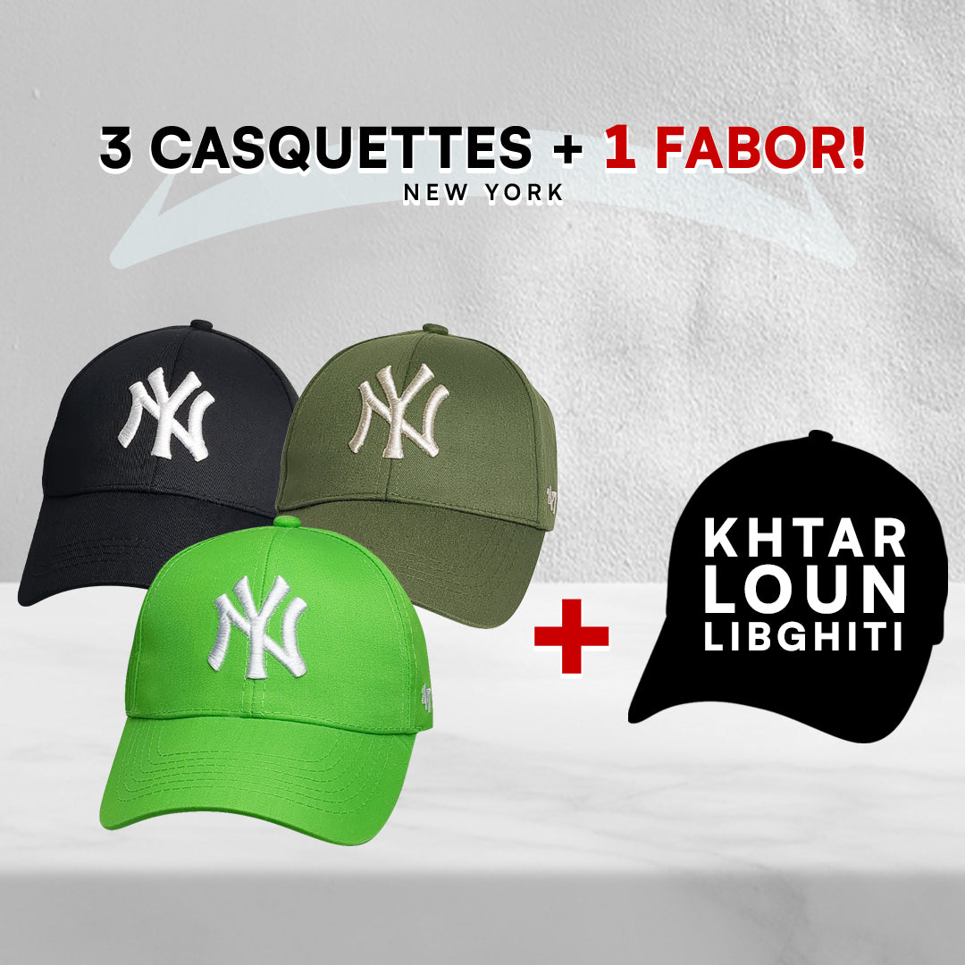 3 Casquettes New York + 1 Fabor !
