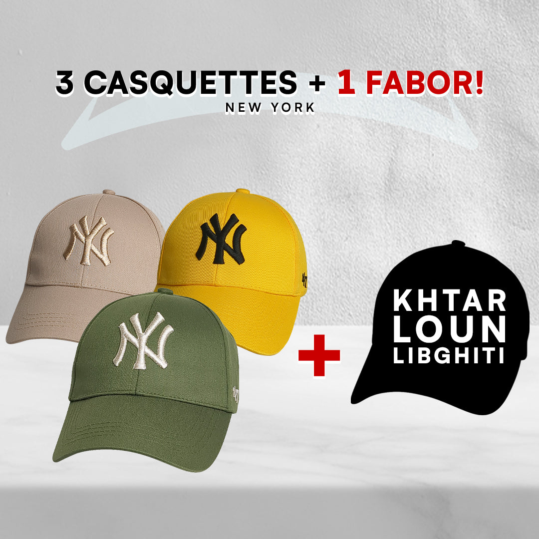 3 Casquettes New York + 1 Fabor !