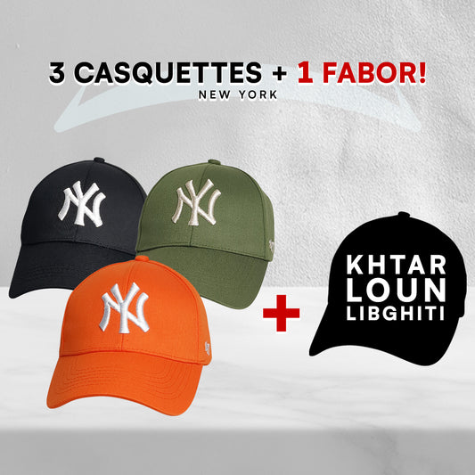 3 Casquettes New York + 1 Fabor !