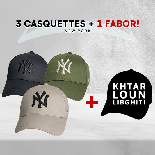 3 Casquettes New York + 1 Fabor !