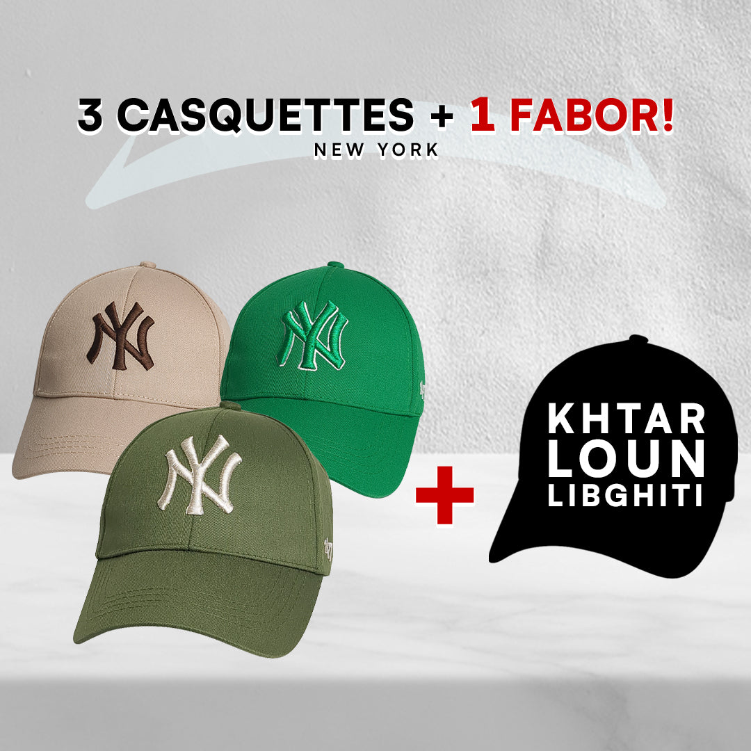3 Casquettes New York + 1 Fabor !
