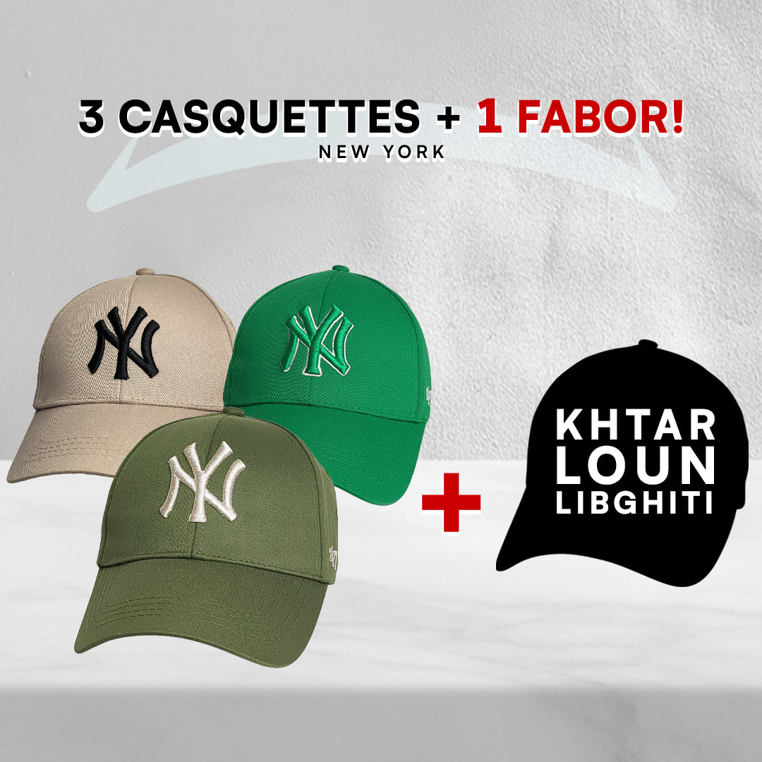 3 Casquettes New York + 1 Fabor !