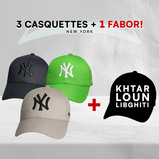 3 Casquettes New York + 1 Fabor !