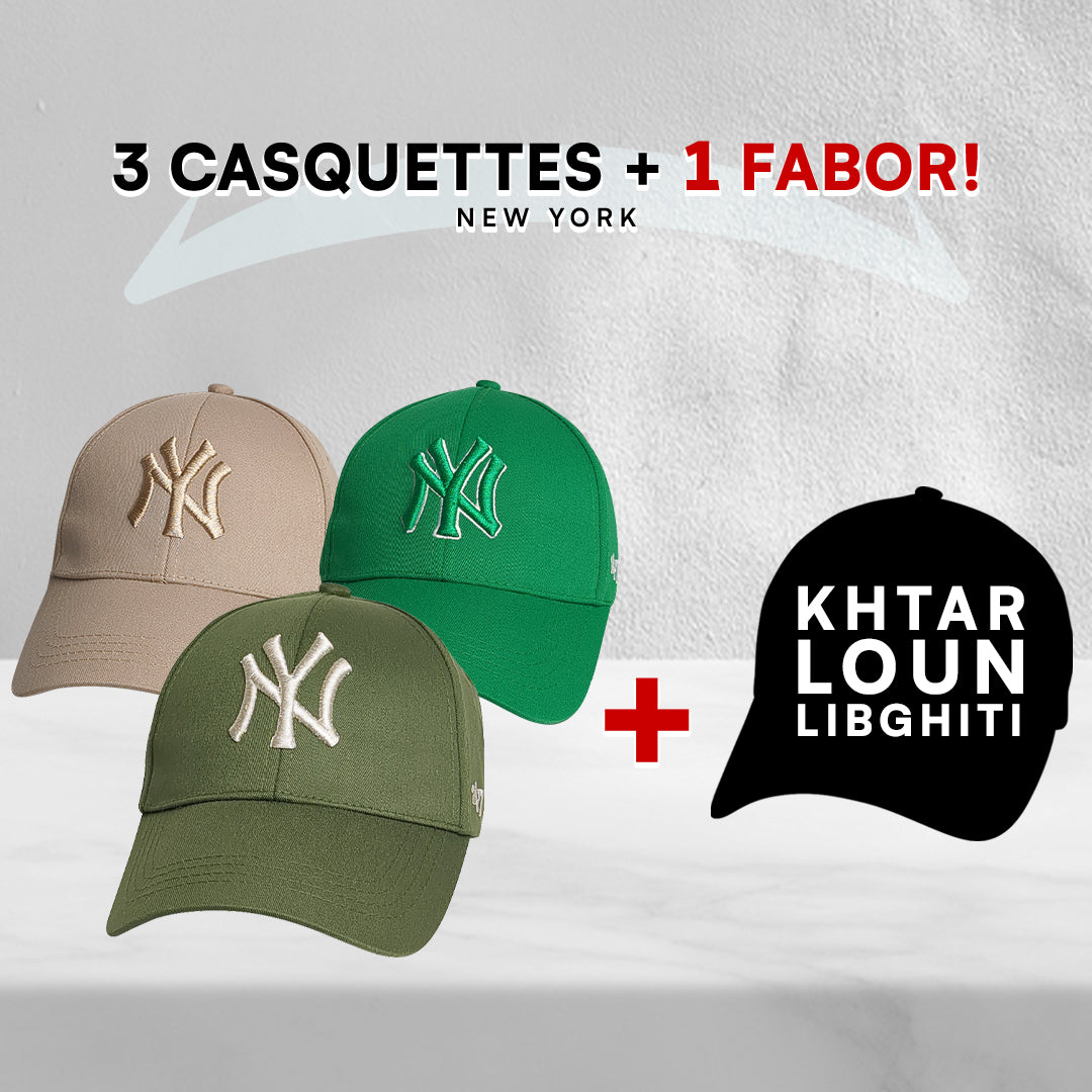 3 Casquettes New York + 1 Fabor !