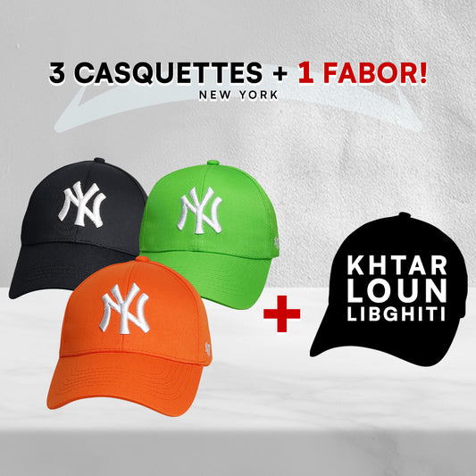 3 Casquettes New York + 1 Fabor !