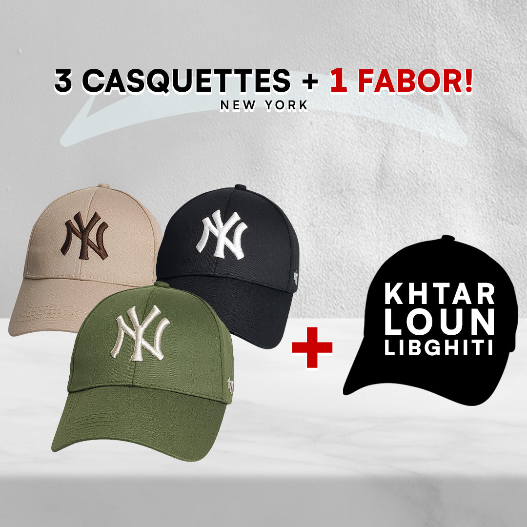3 Casquettes New York + 1 Fabor !