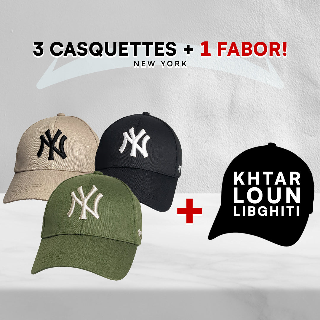 3 Casquettes New York + 1 Fabor !
