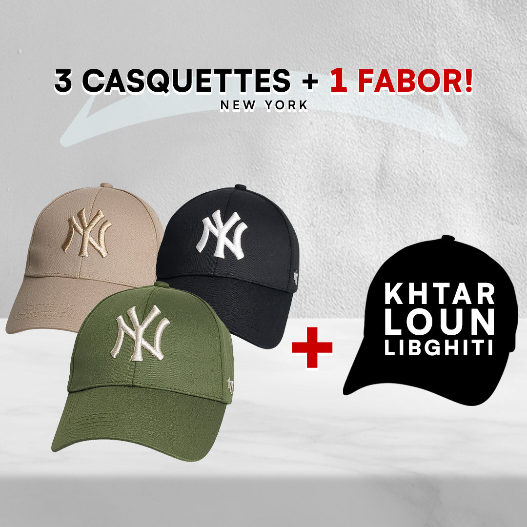 3 Casquettes New York + 1 Fabor !
