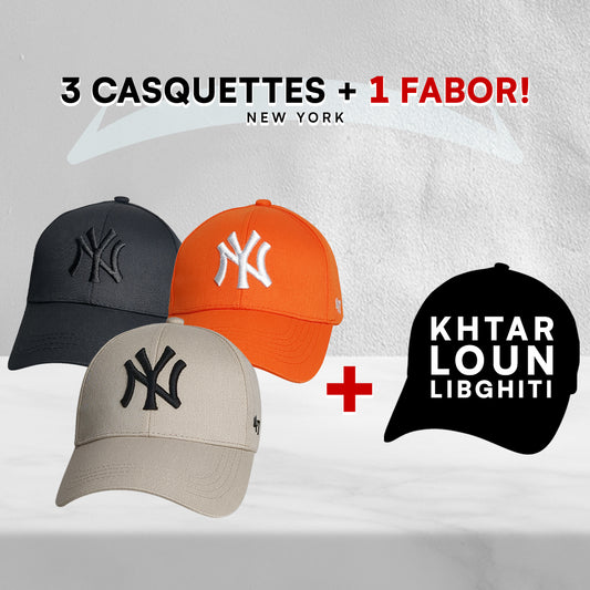 3 Casquettes New York + 1 Fabor !