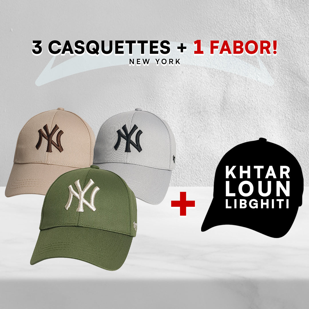 3 Casquettes New York + 1 Fabor !