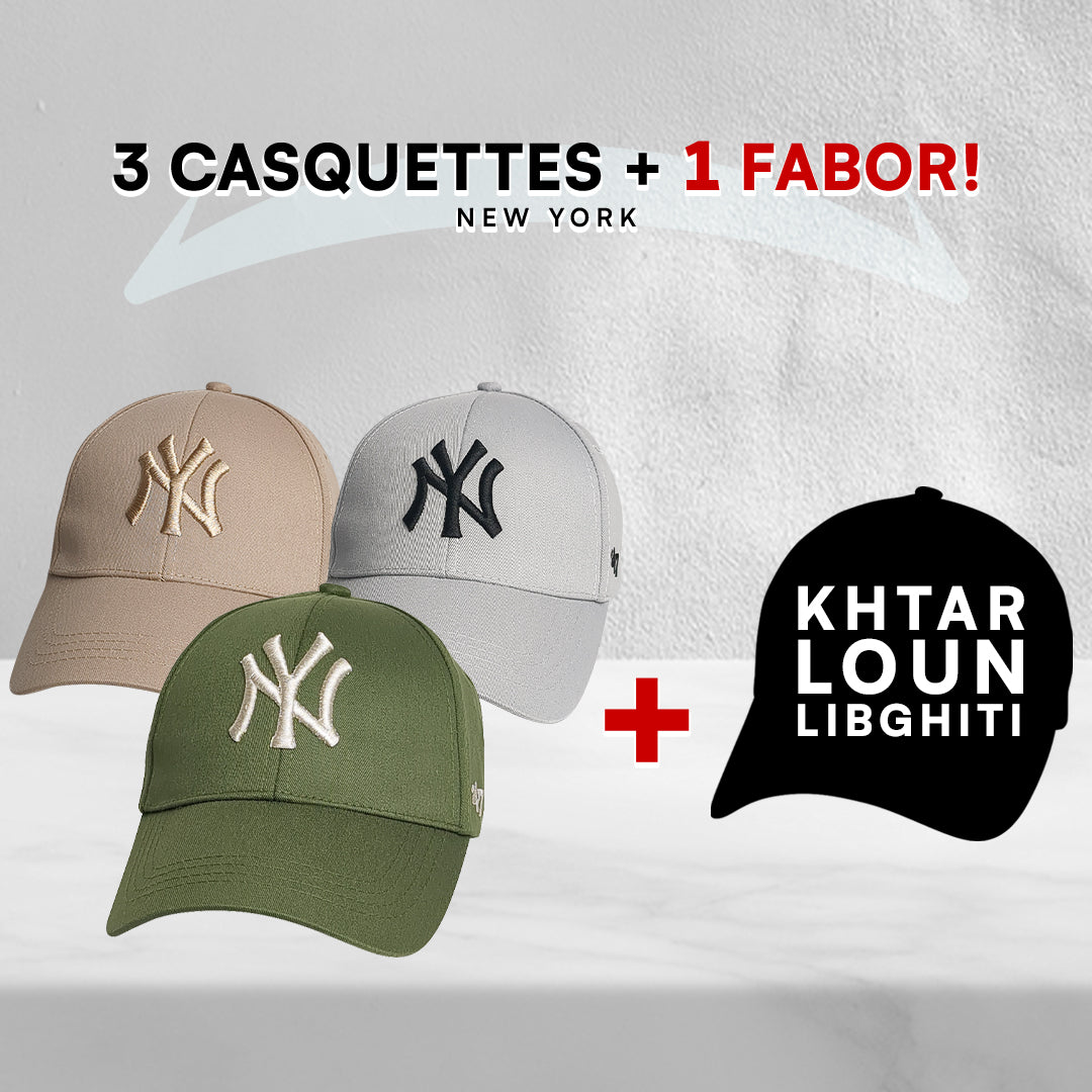 3 Casquettes New York + 1 Fabor !