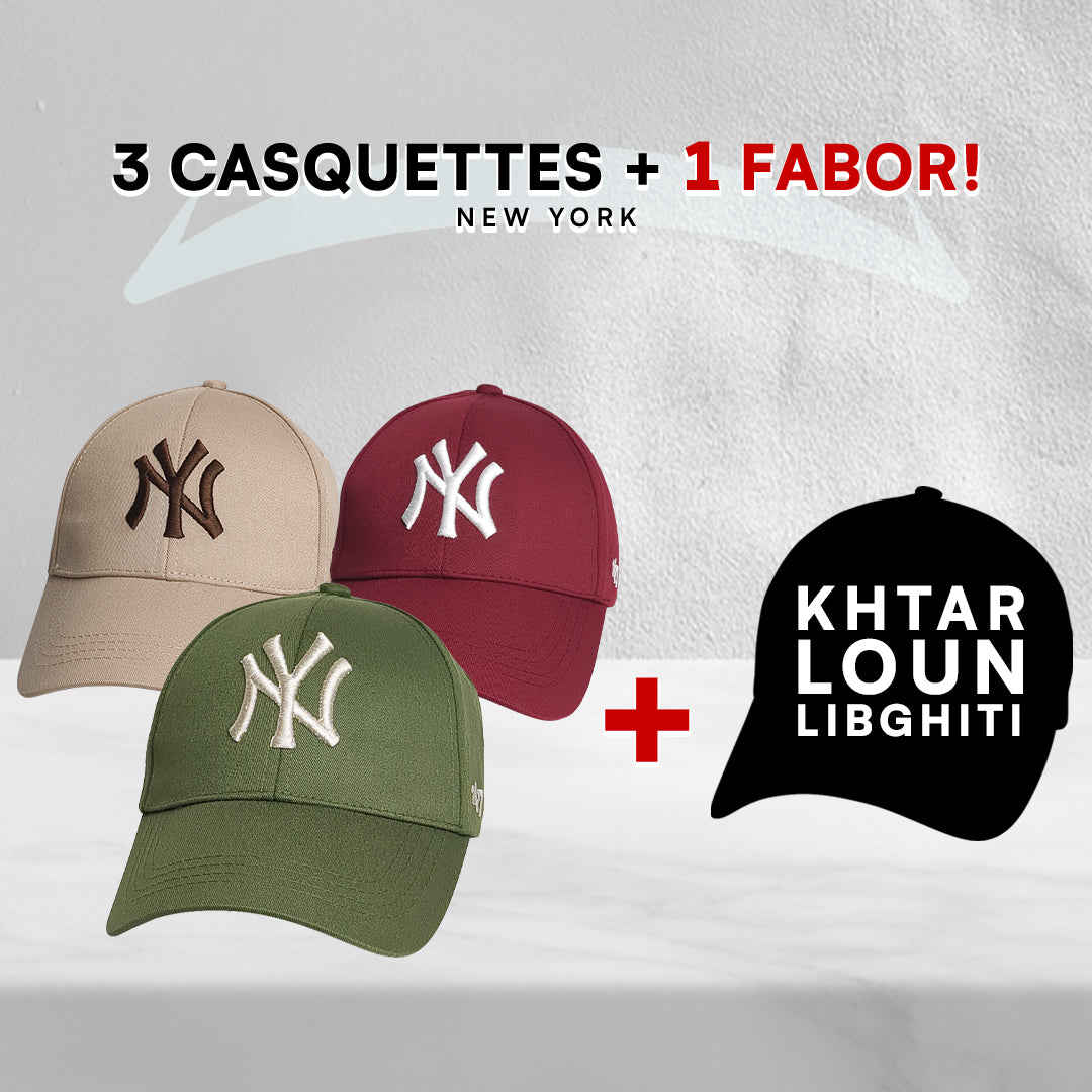 3 Casquettes New York + 1 Fabor !