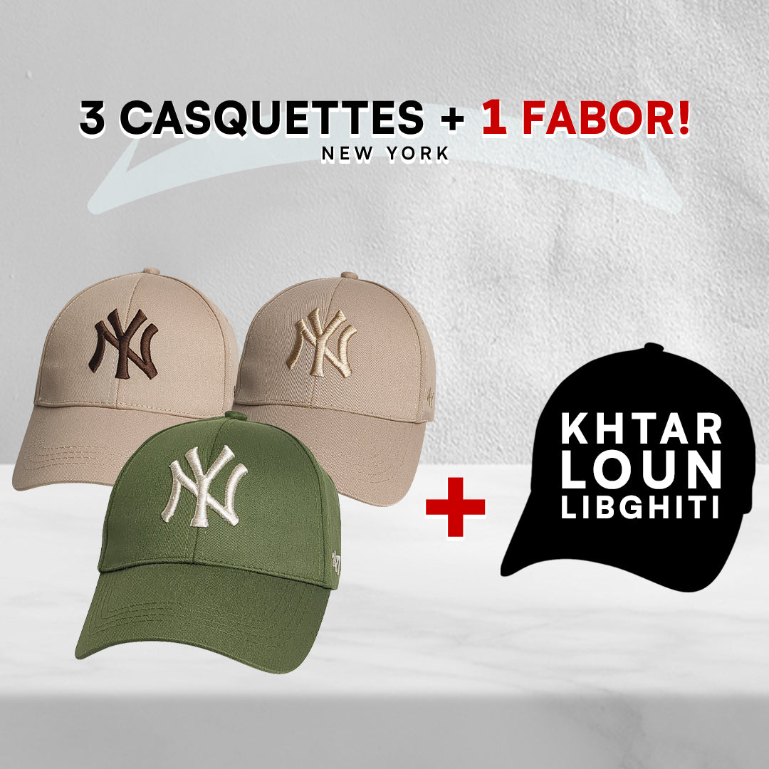 3 Casquettes New York + 1 Fabor !