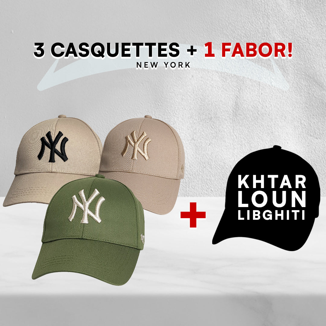 3 Casquettes New York + 1 Fabor !