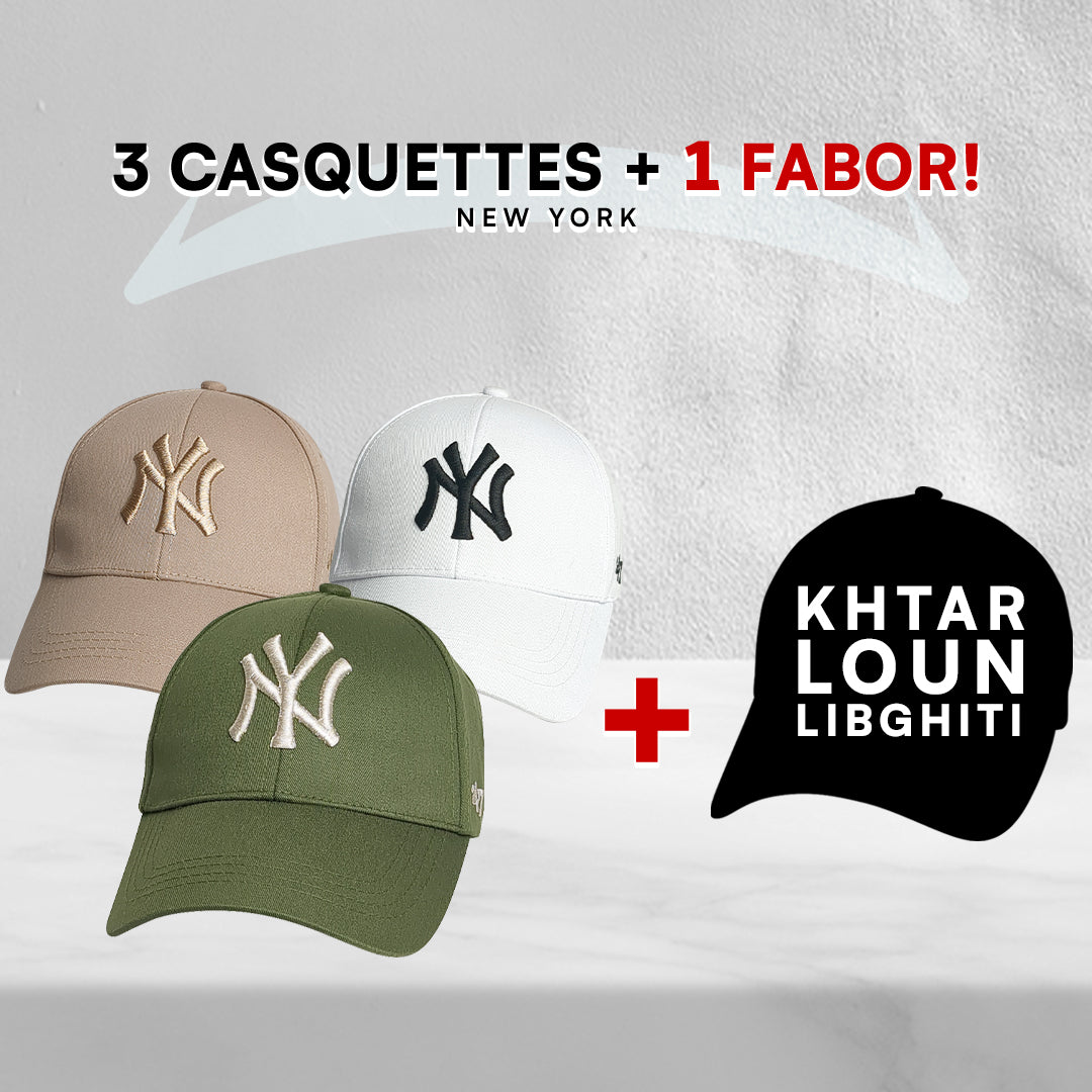 3 Casquettes New York + 1 Fabor !