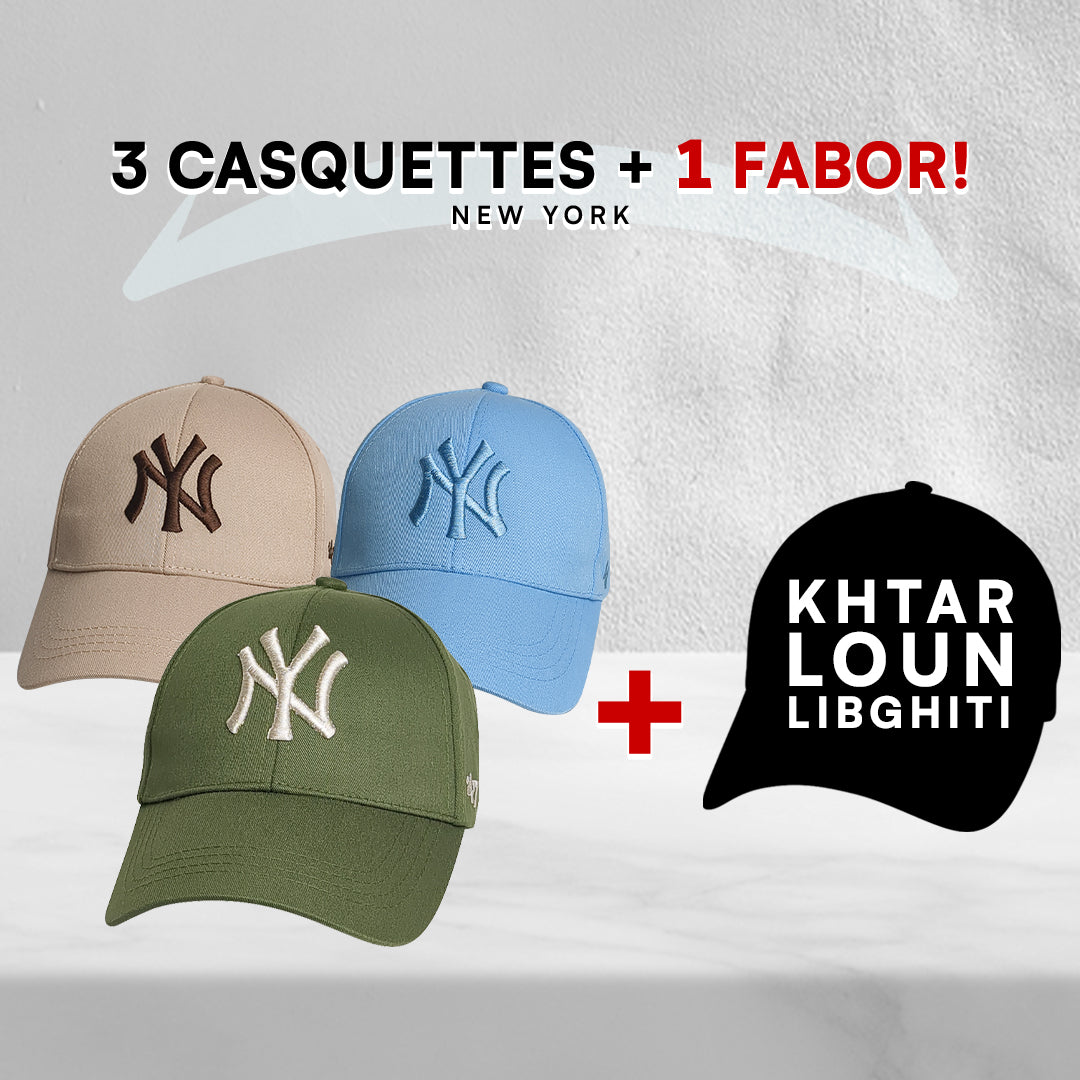 3 Casquettes New York + 1 Fabor !