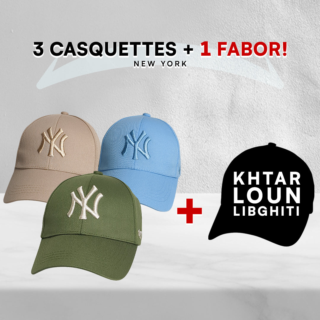 3 Casquettes New York + 1 Fabor !