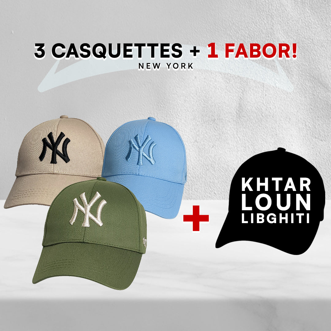 3 Casquettes New York + 1 Fabor !