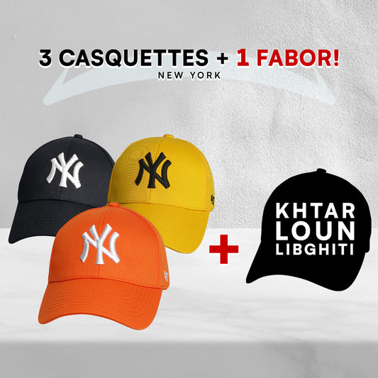 3 Casquettes New York + 1 Fabor !