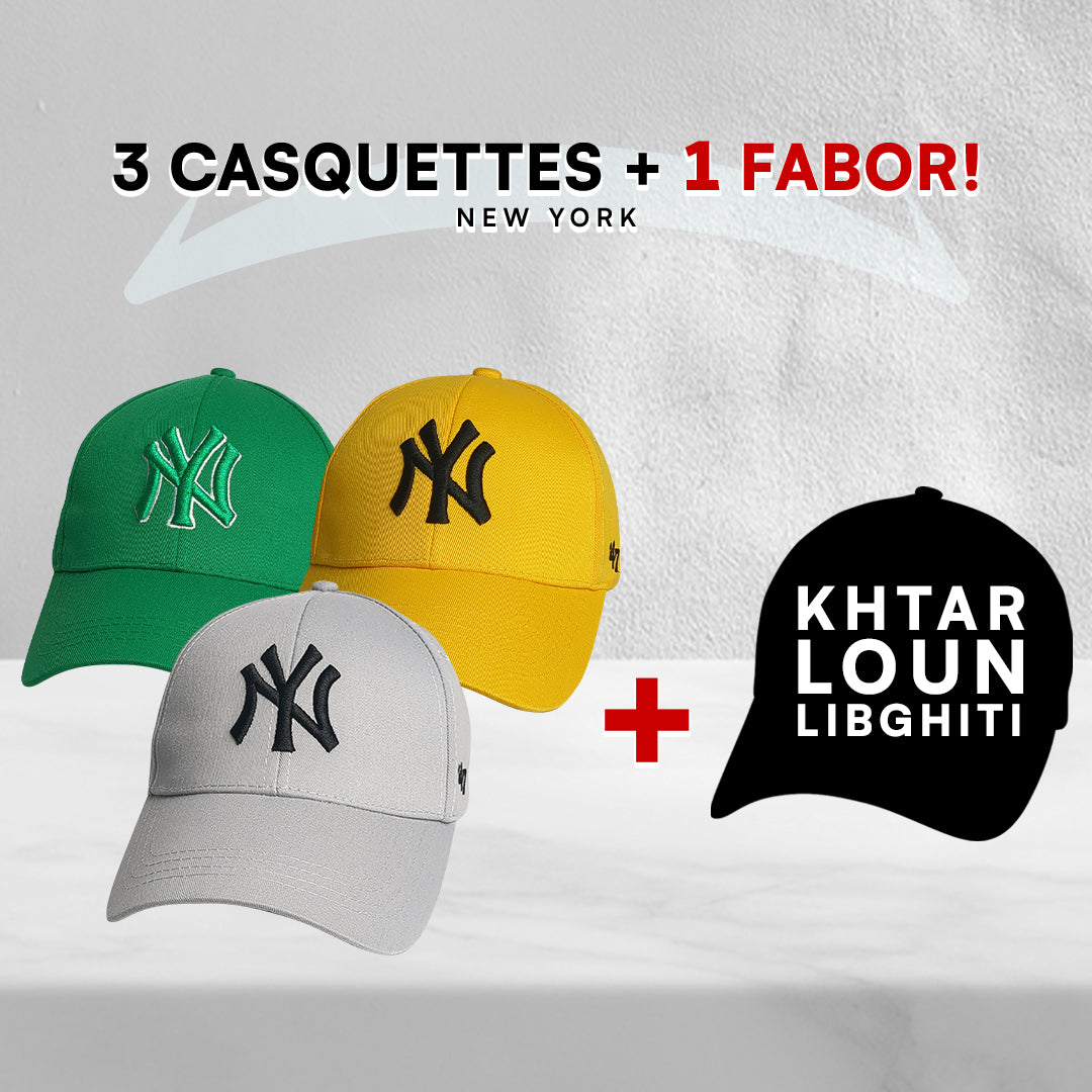 3 Casquettes New York + 1 Fabor !