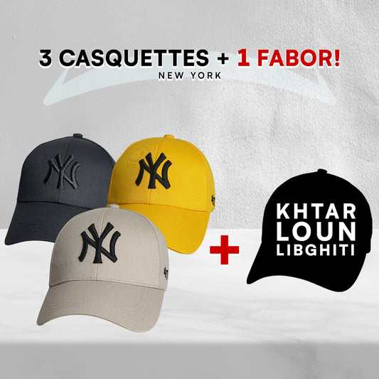3 Casquettes New York + 1 Fabor !