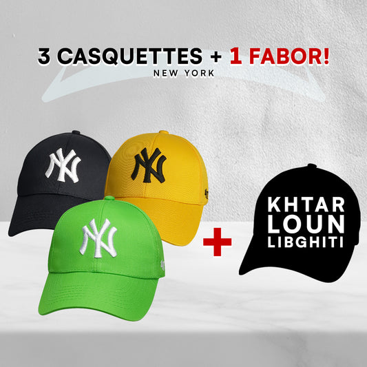 3 Casquettes New York + 1 Fabor !
