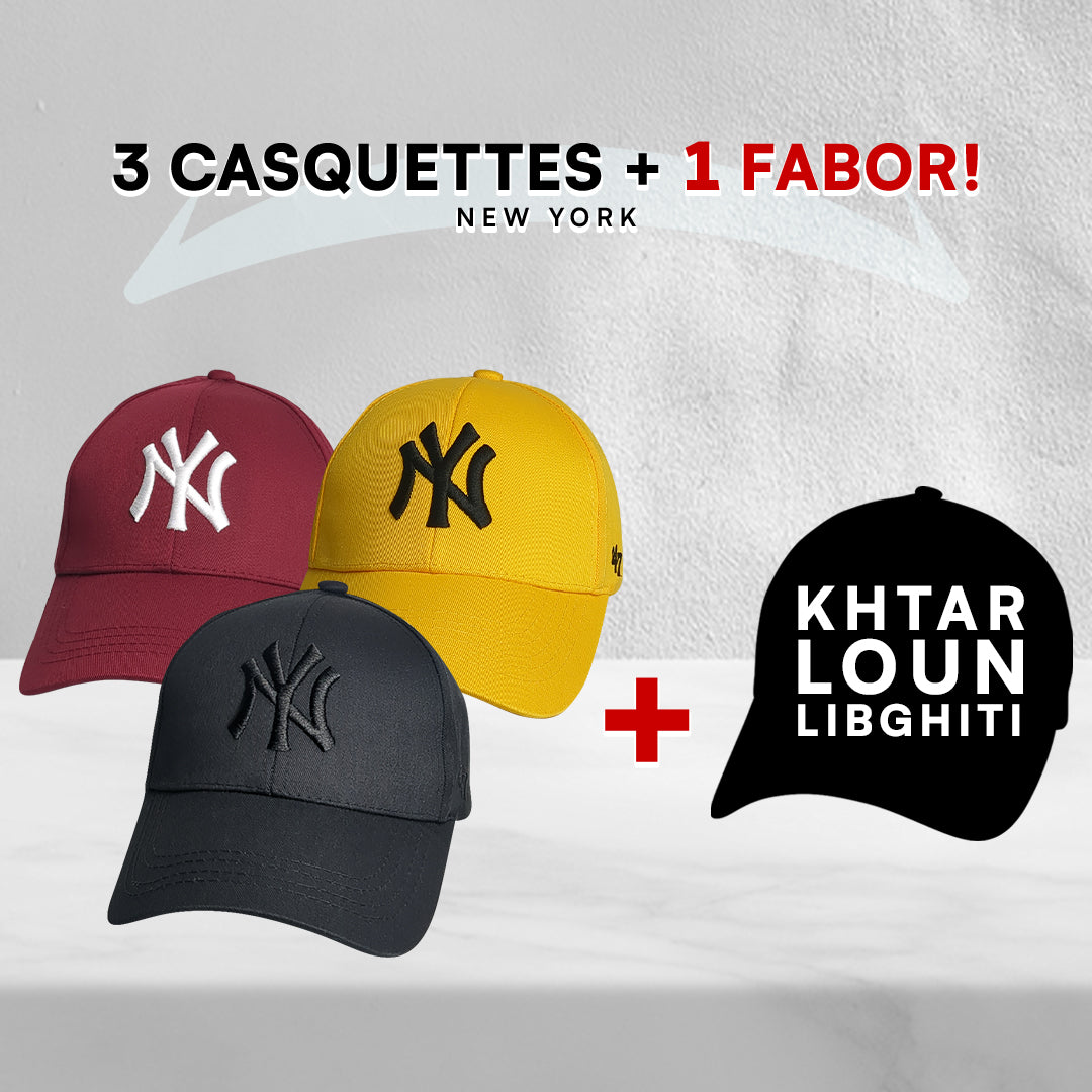 3 Casquettes New York + 1 Fabor !