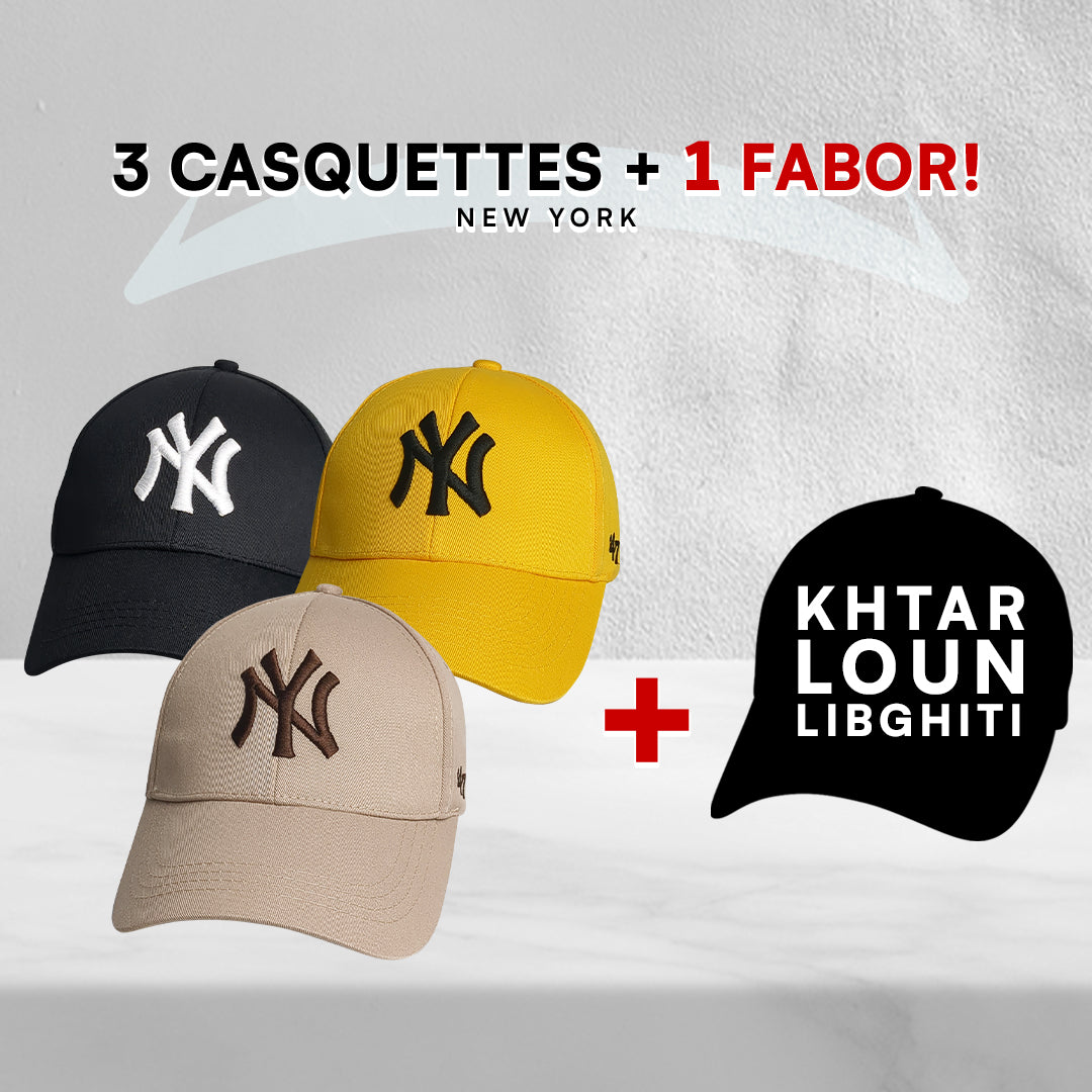 3 Casquettes New York + 1 Fabor !