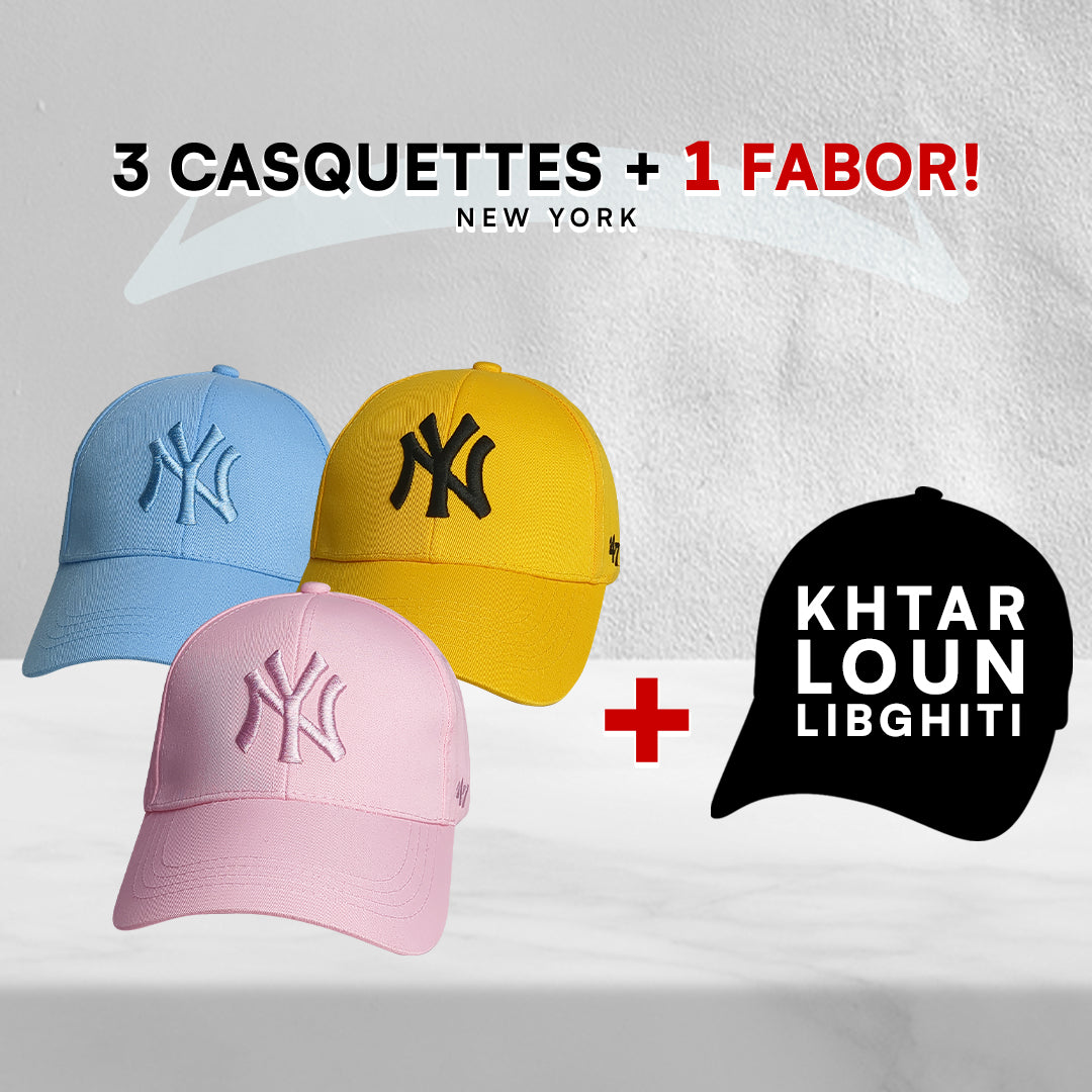 3 Casquettes New York + 1 Fabor !
