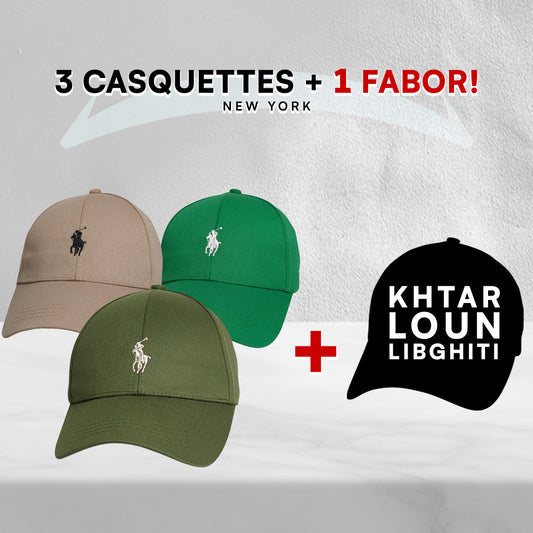 Pack 3 Casquettes Polo + 1 Fabor !