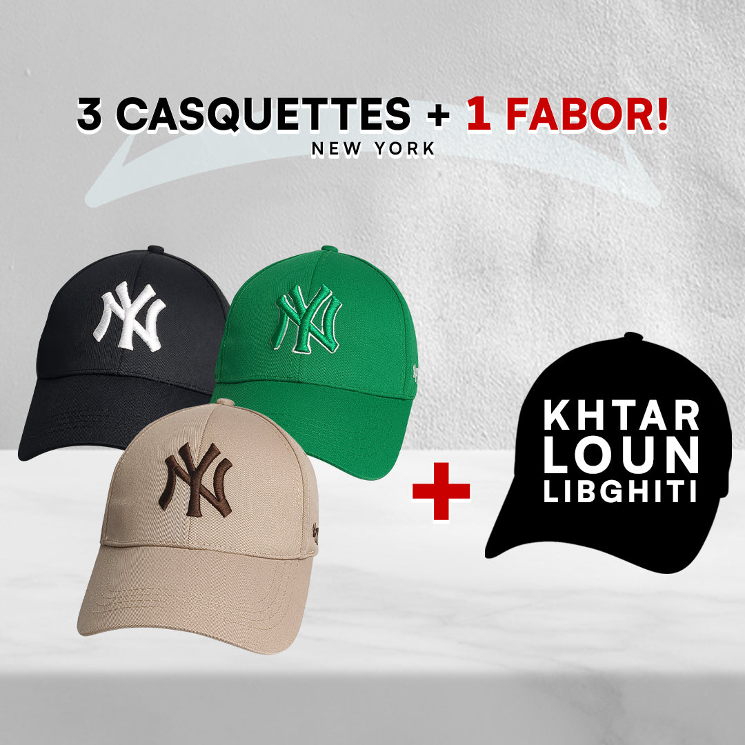3 Casquettes New York + 1 Fabor !