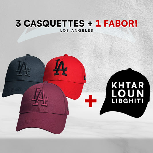 3 Casquettes Los Angeles + 1 Fabor !