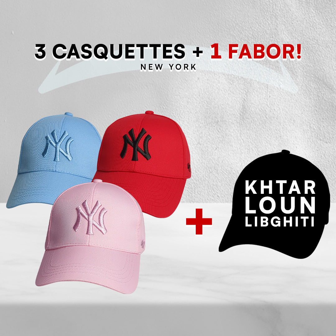 3 Casquettes New York + 1 Fabor !