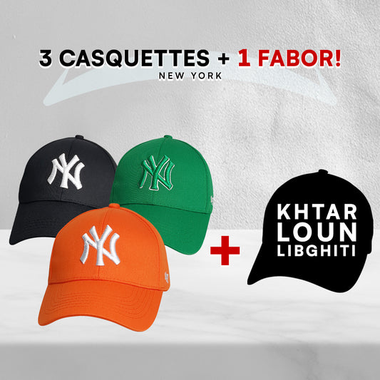 3 Casquettes New York + 1 Fabor !
