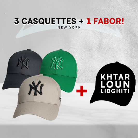 3 Casquettes New York + 1 Fabor !