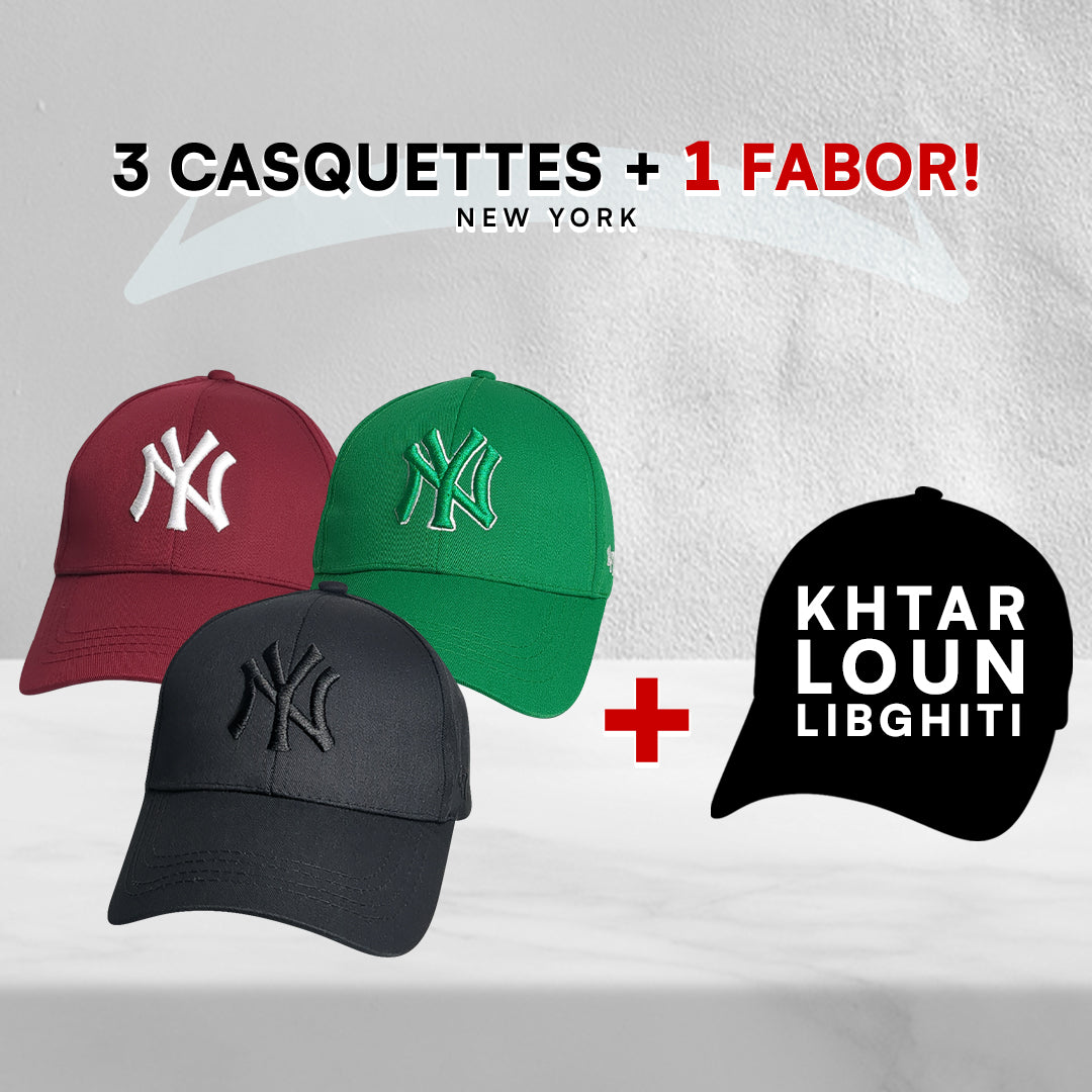 3 Casquettes New York + 1 Fabor !