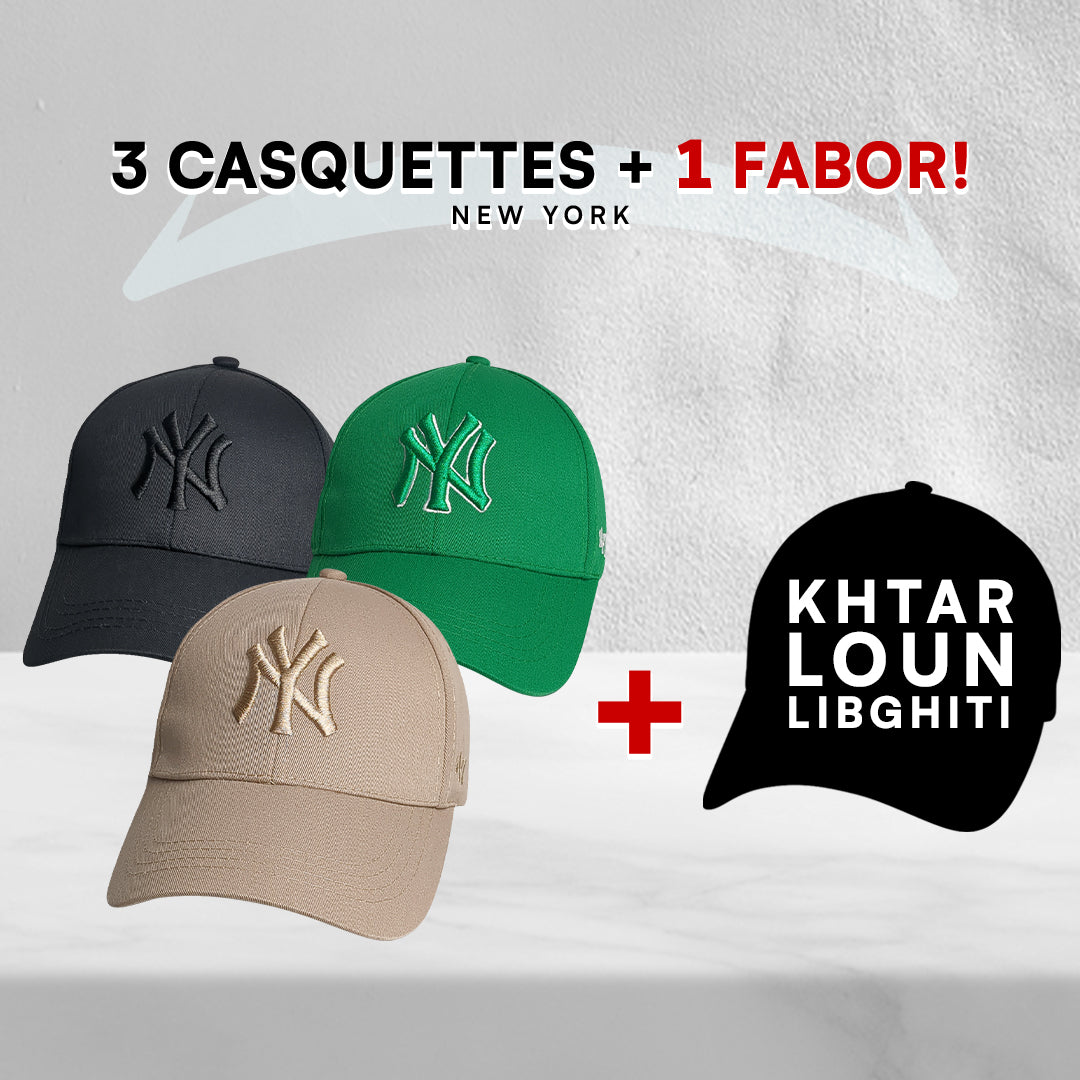 3 Casquettes New York + 1 Fabor !