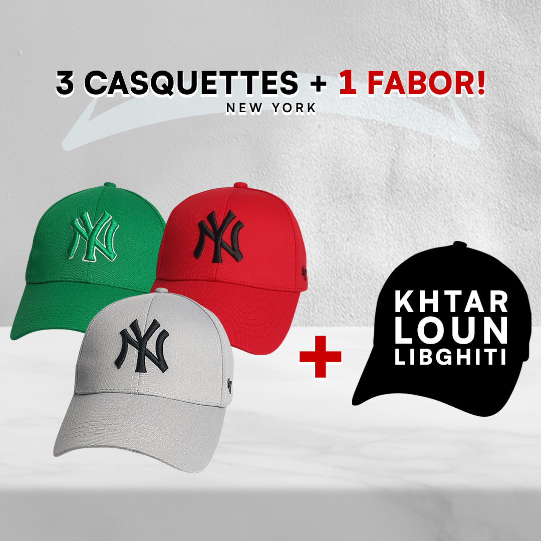 3 Casquettes New York + 1 Fabor !