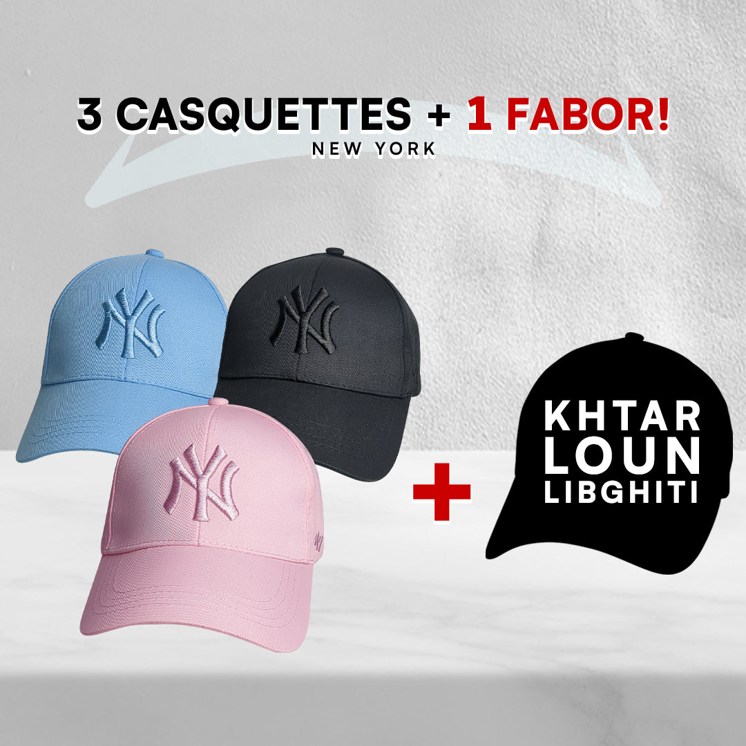 3 Casquettes New York + 1 Fabor !