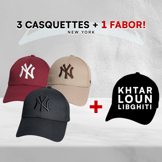 3 Casquettes New York + 1 Fabor!