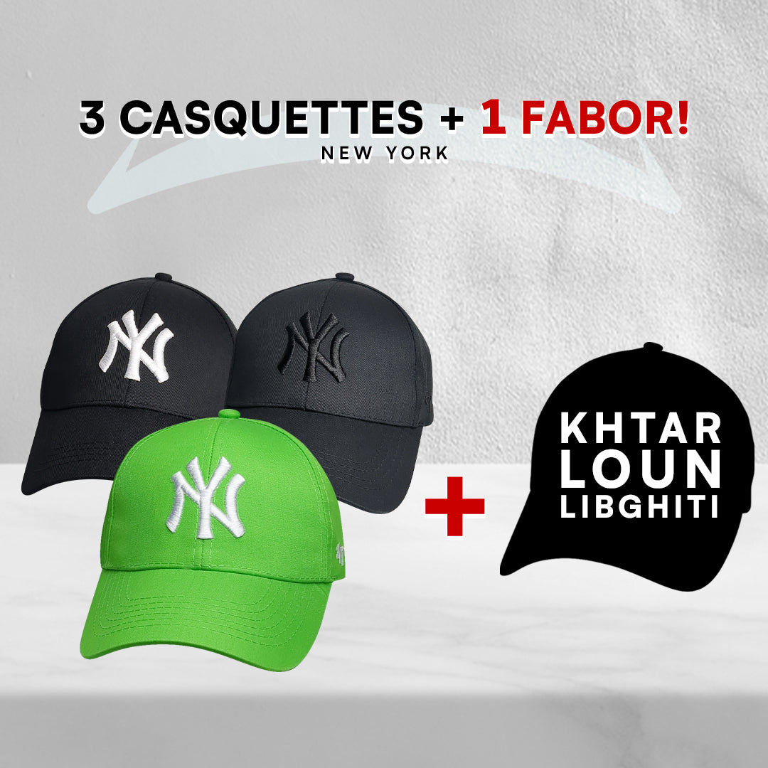 3 Casquettes New York + 1 Fabor !