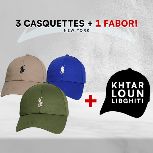 Pack 3 Casquettes Polo + 1 Fabor !
