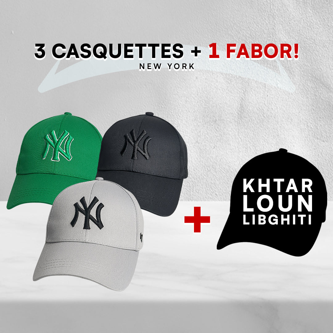3 Casquettes New York + 1 Fabor !
