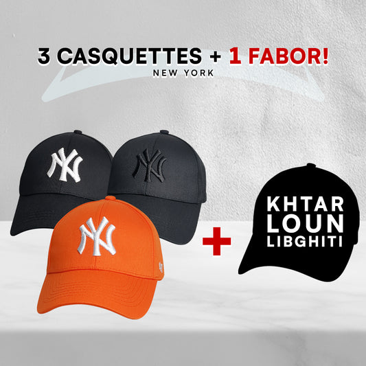 3 Casquettes New York + 1 Fabor !