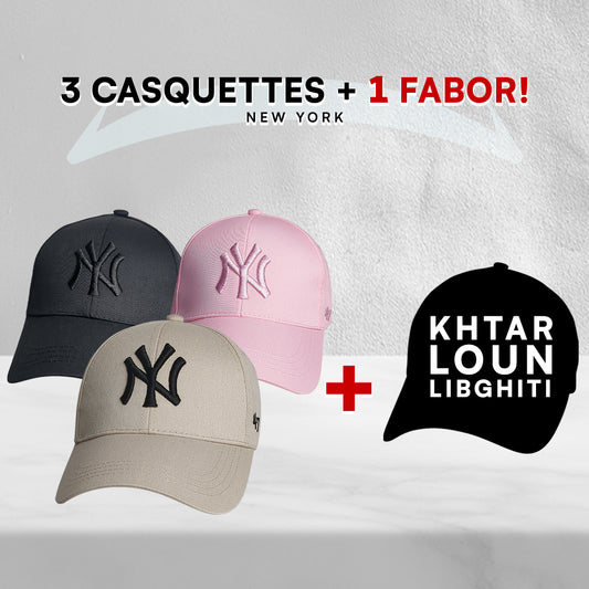 3 Casquettes New York + 1 Fabor !