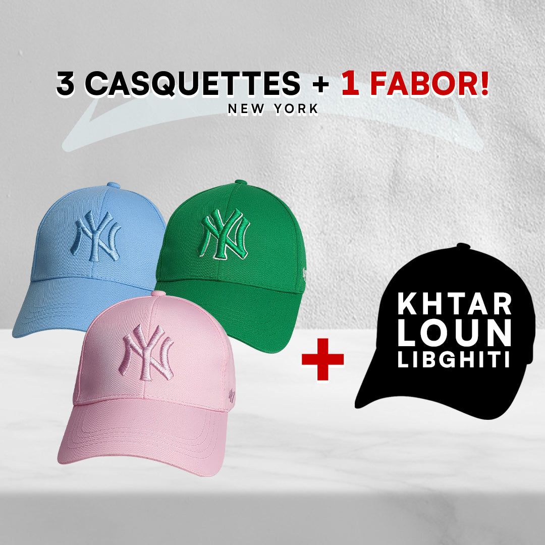 3 Casquettes New York + 1 Fabor !