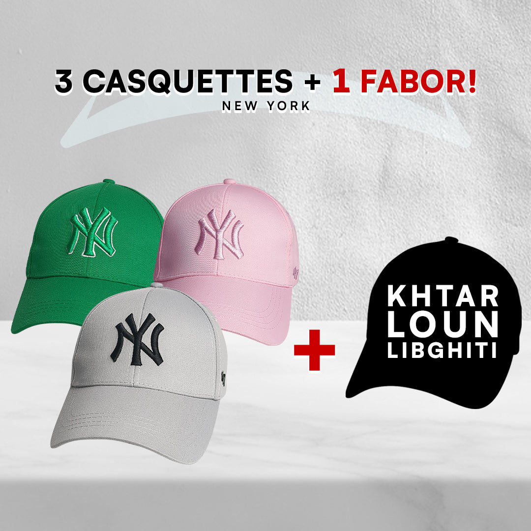 3 Casquettes New York + 1 Fabor !